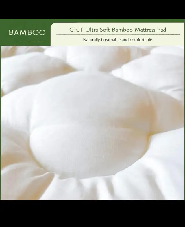 GRT Bamboo Cooling Mattress Pad Cover King Size, Extra Thick Qui in Bedding in Hamilton - Image 3