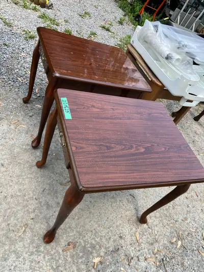 Pair of modern vintage end tables 21”x19”x23”, View more