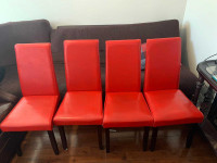 LUXURIOUS !  RED LEATHER CHAIRS FOR KITCHEN OR WAITING ROOM. 