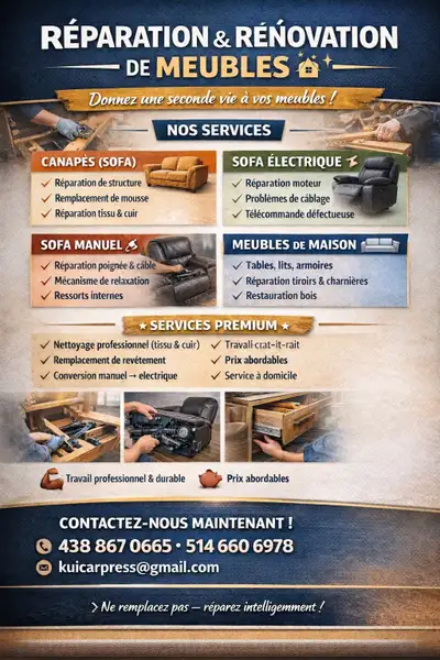 MEUBLES REMIS À NEUF — Travail artisanal à domicile, View more