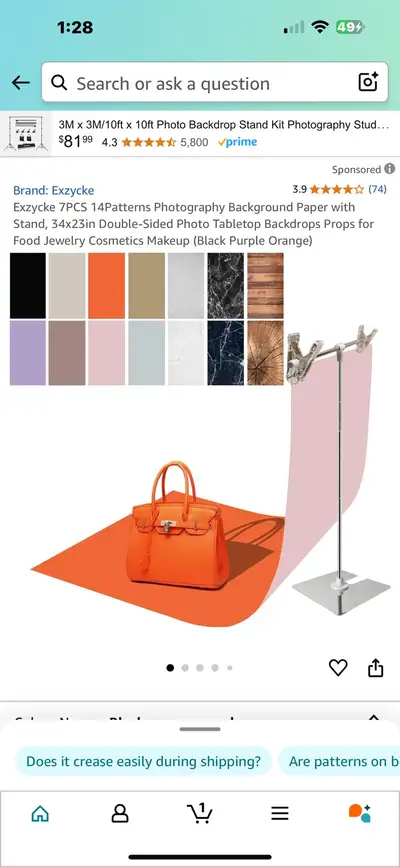 Exzycke 7PCS 14Patterns Photography Background Paper with Stand, 34x23in Double-Sided Photo Tabletop...