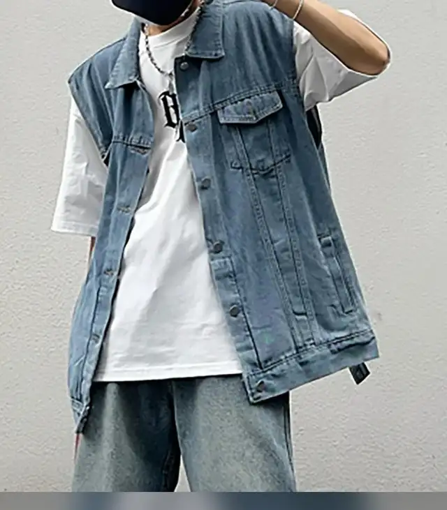 Mens Denim Vest Jacket Sleeveless-Size L in Men's in Mississauga / Peel Region - Image 2