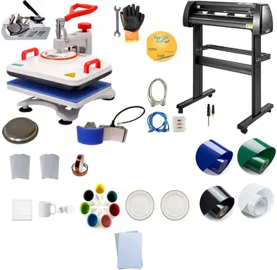 5in1 Heat Press Vinyl Cut Plotter Sublimation Blank Combo 110394, View more