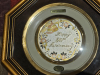 24K Gold Rim Anniversary Plate with Frame