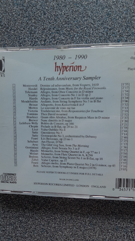 Cd musique A 10th Anniversary Sampler From Hyperion Music CD dans CD, DVD et Blu-ray  à Lévis - Image 4