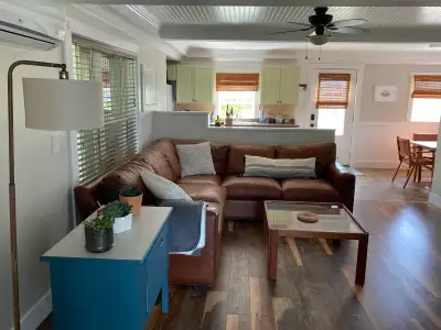 This is a furnished 2 bedroom 2 bathroom stand-alone cottage with water views, beach access and priv...