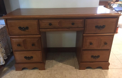 Sit-Stand & traditional Wood 7 Drawers Desk with finishes, View more