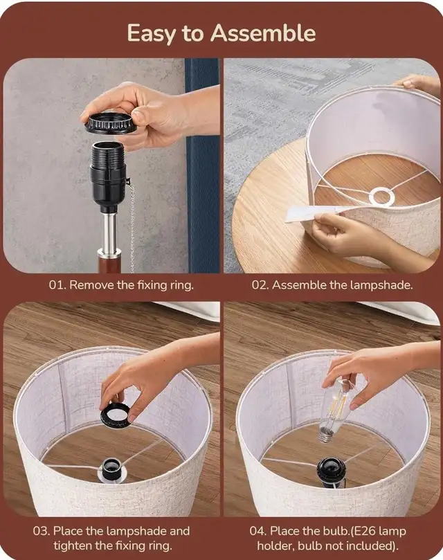 EDISHINE Mid Century Table Lamp, Solid Wood and Metal in Indoor Lighting & Fans in City of Toronto - Image 6