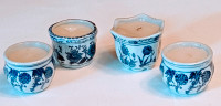 Vintage Bombay Co Blue and White Candlholders with Candles