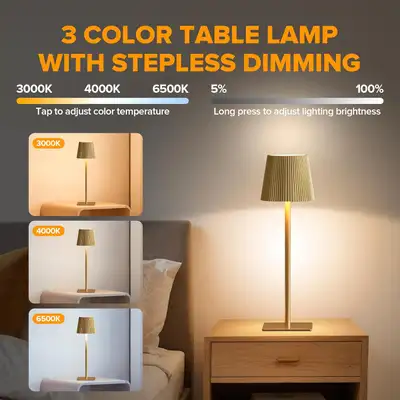 LUTEC 4-Pack Cordless Table Lamp, 6000mAh Rechargeable, Touch Co, View more