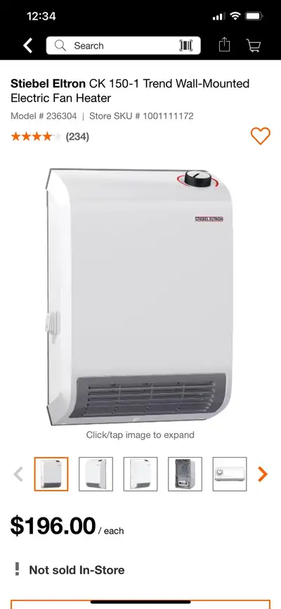 Stiebel Eltron CK 150-1 Trend Wall-Mounted Electric Fan Heater 2 UNITS AVAILABLE! $150 EACH RETAILS...