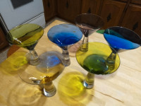 Colourful Martini Glasses - Handmade, Vintage