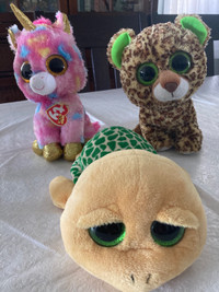 TY Large Turtle, Cheetah, Unicorn Teddy Bears