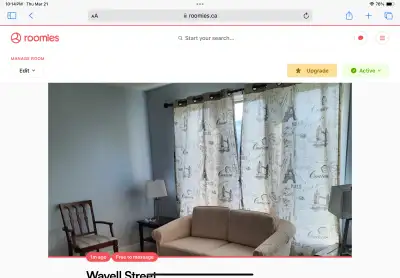 Room for rent  in basement.