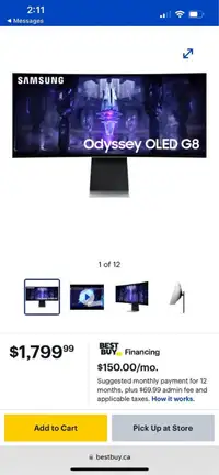 Samsung Odyssey G8 34" WQHD 175Hz 0.1ms GTG Curved OLED Gaming M