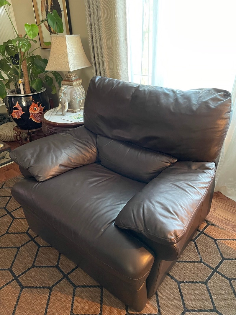 All Leather Extra Large Arm Chair and 3 Seater Reclining Sofa Chairs
