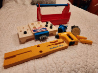 Vintage 1980s Fisher Price Tool Box with tools