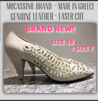 NEW! *MOCASSINO* BRAND SHOES* MADE IN GREECE* LASER CUT LEATHER