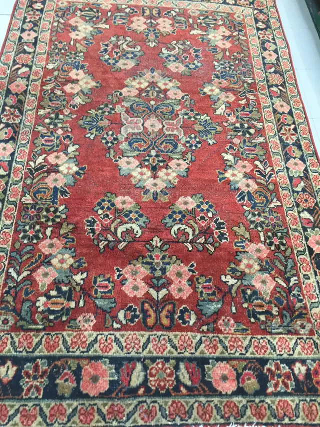 Handmade Wool Vintage Persian Rug,6.9 x 4.4 ft, red.pink, gray in Rugs, Carpets & Runners in Markham / York Region - Image 2