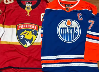 EDMONTON OILERS AND FLORIDA PANTHERS HOCKEY JERSEYS $65ea. , View more