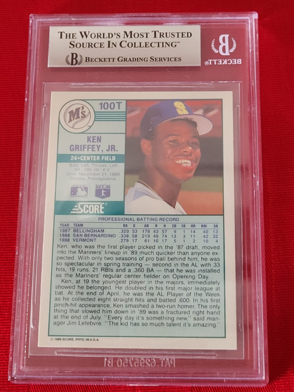 GRADED AND SEALED, 1989 SCORE, KEN GRIFFEY JR. ROOKIE CARD, 9!!! in Arts & Collectibles in City of Toronto - Image 3