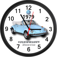 1979 Volkswagen Beetle Convertible (Blue) Custom Wall Clock