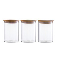 Glass Storage Canister with bamboo lids 3pcs / ensemble de pot