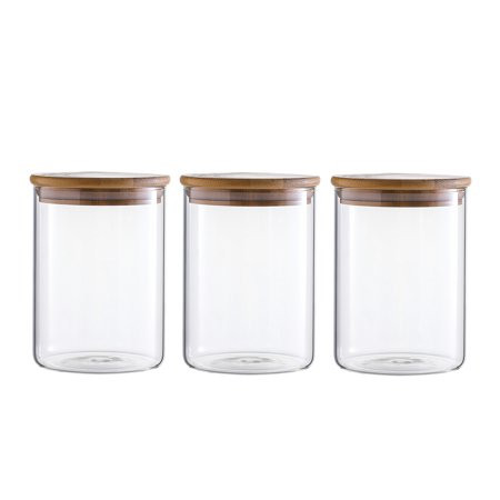 Glass Storage Canister with bamboo lids 3pcs / ensemble de pot dans Vaisselle et articles de cuisine  à Ouest de l’Île