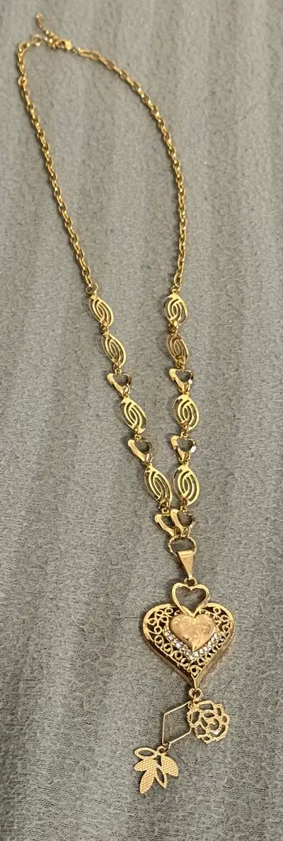 Gold-Polished Beautiful Heart & Charms Necklace, View more