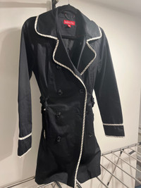 Black mid length Trench coat