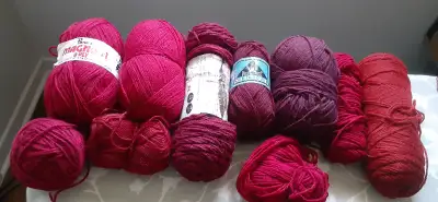 Burgundy/Deep Red shadows: Rolls as shown. (All 100% Acrylic)