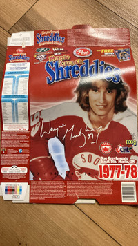 Wayne Gretzky empty cereal box Shreddies