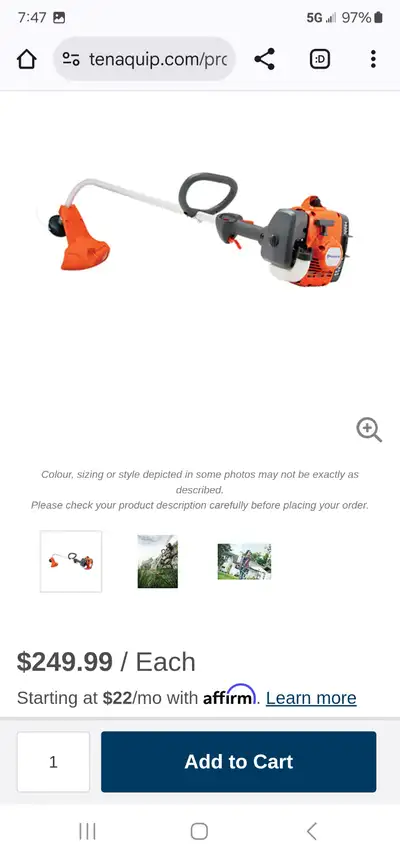 Husqvarna 122C Weedwacker Trimmer, 16" Gasoline, 0.8 HP, View more