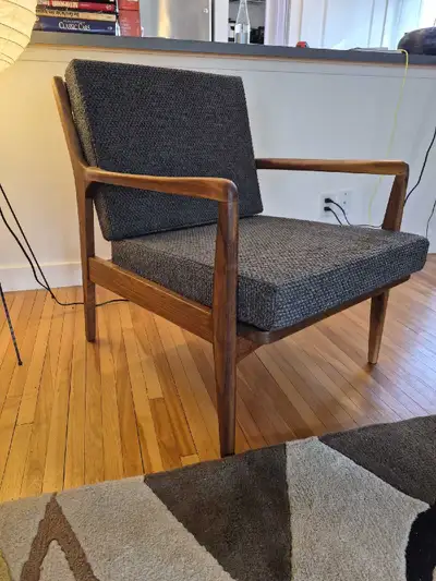 Mid-century walnut lounge chair, View more