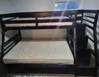 Solid wood bunk bed with side dresser
