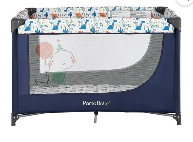 Pamo Portable Crib with Padded Mat: blue in Playpens, Swings & Saucers in Markham / York Region - Image 2