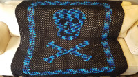 Skull and Crossbones; Crochet Blanket; Blue; Black