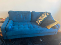 Royal blue apartment size sofa