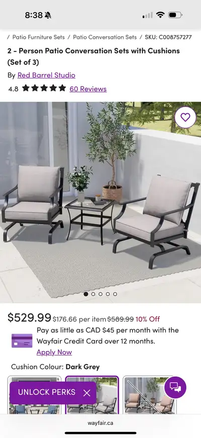 4 rocking patio chairs and coffee table, View more