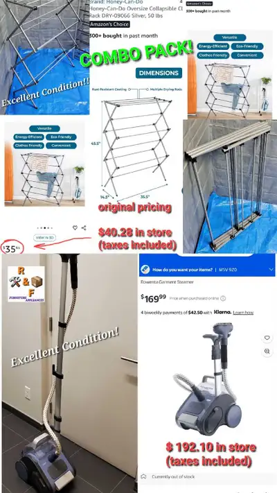 ✴️ COMBO PACK! Honey-Can-Do Clothes Rack + Garment Steamer, View more