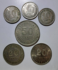 Malaysia Coins from 1950/1960s Malaya and British Borneo