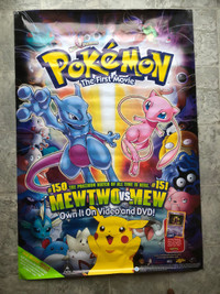 Vintage 1999 Pokemon The First Movie Poster Promo Video Store 