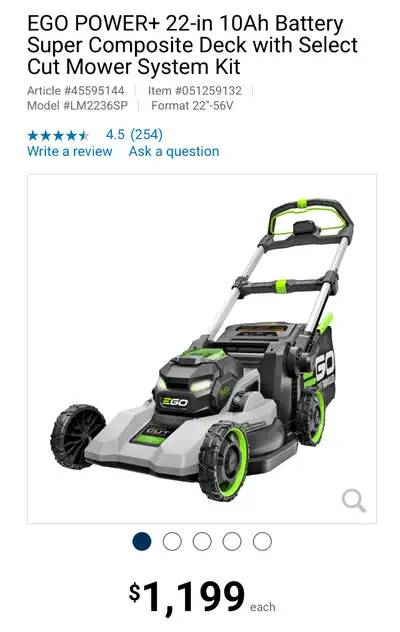 **NEW* 22” EGO select deck 56v mower, View more
