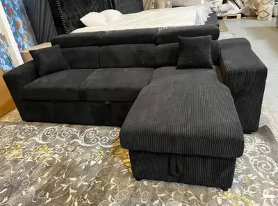 Sofa Bed with Corduroy Material on Sale Available In Black Color, View more