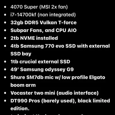 4070 super 32gb DDR5 pc setup , View more
