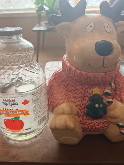 Christmas Cookie Jar Cute Reindeer in a knit sweater, View more