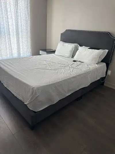 Bed with mattress and two bed boxes at the bottom of mattress , View more