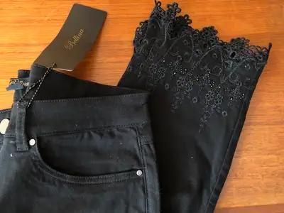 NEW w/t Bellina Suzanne Cigarette ankle Jeans Embellishments 14, View more