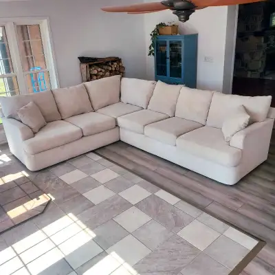 Large Comfy Beige Section Couch Sofa, View more