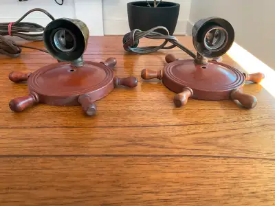 Old sailor light sconces in great shape, probably needs re-wiring , one has no plug but the rest do,...